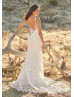 Scoop Neck Ivory Allover Lace Open Back Wedding Dress